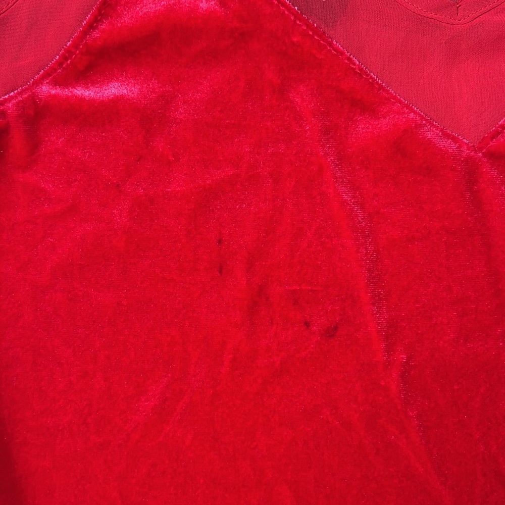 INC Red Velvet And Sheer Trim VNeck Tank Top Size Petite XS - Picture 4 of 6